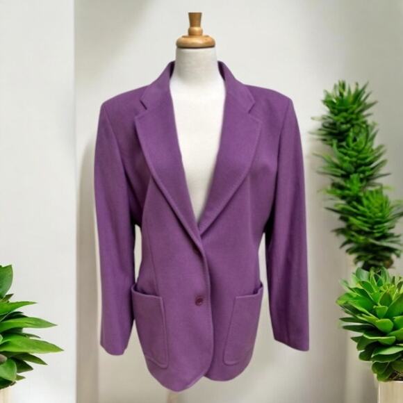 Kate Hill Blazer Jacket Sz 14 Wool Cashmere Purple Careerwear Academia Old Money - Picture 1 of 13